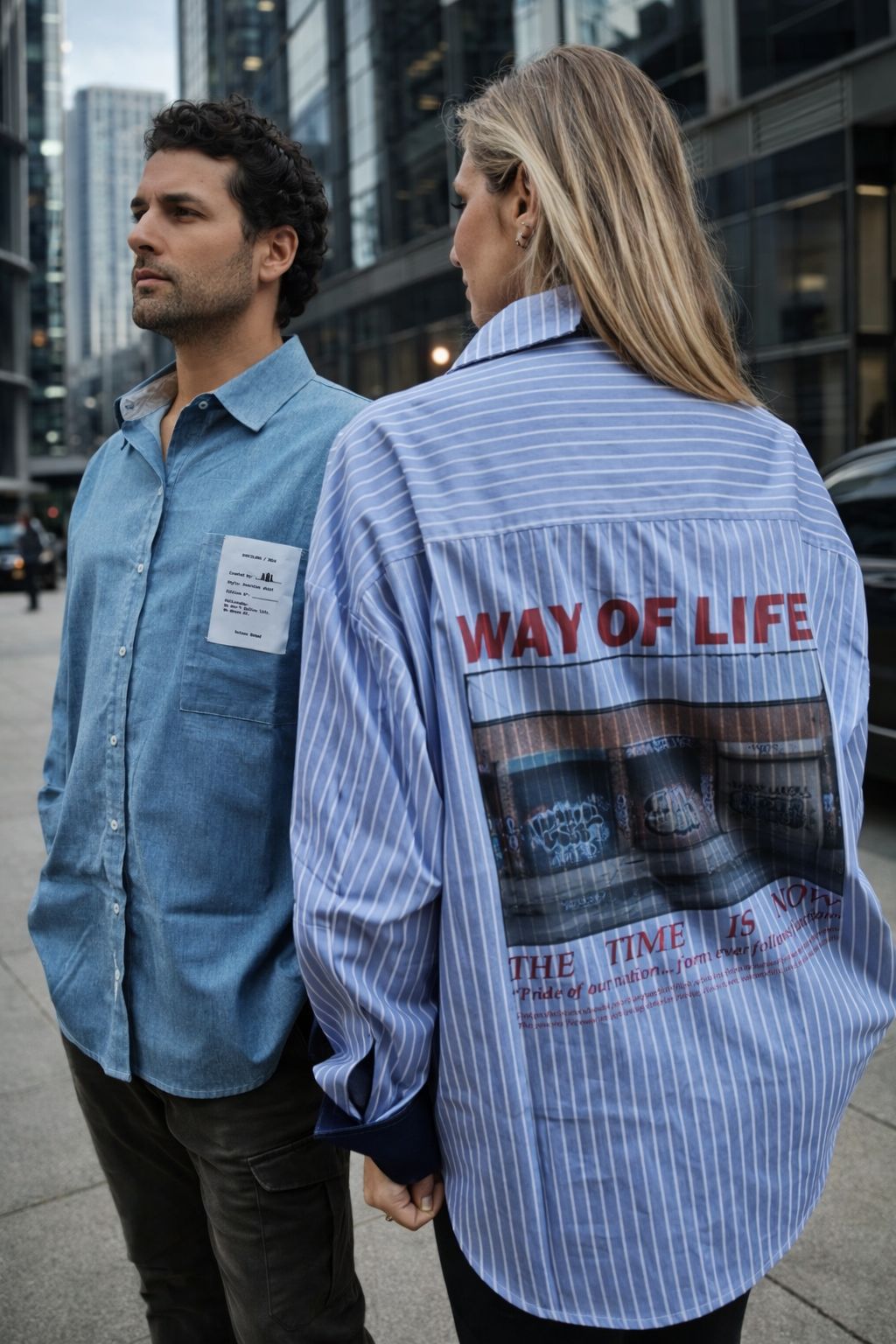 Camisa aul de rayas unisex  para hombre y mujer de estilo oversize y tejido de algodón premium, corte relajado con bolsillo frontal y etiqueta con número de serie para que sea única. Estampado en la espalda con mensaje, estilo minimalista y urbano